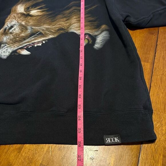Rook Mens Crewneck Black Sweater Roaring Lion Graphic Cotton Blend Size M - Picture 7 of 7